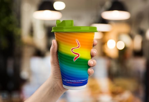 16oz Insulated Ripple Wall Coollid Rainbow Cups and Lids