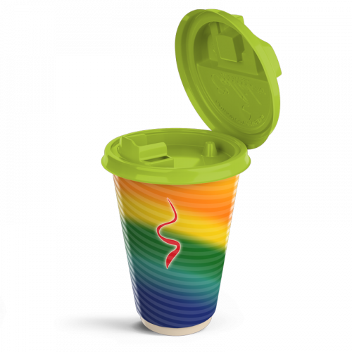 16oz Insulated Ripple Wall Coollid Rainbow Cups and Lids
